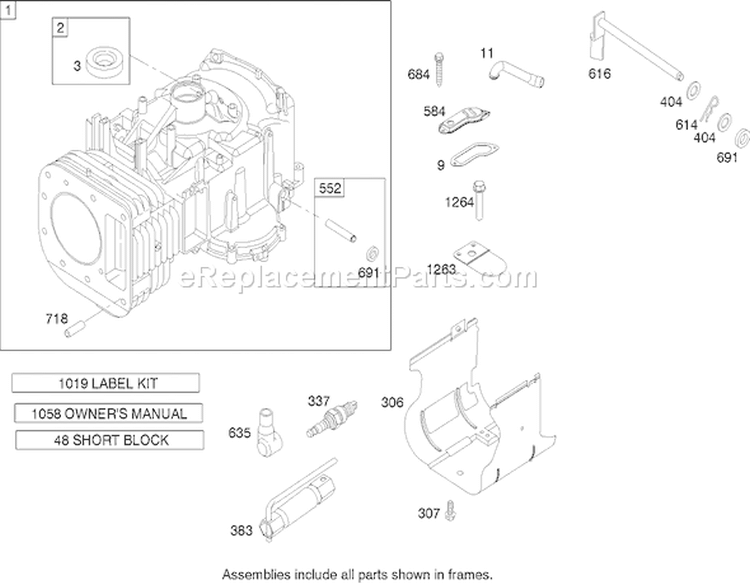 Cylinder Assembly Diagram and Parts List for 74351 240000001-240999999 - 2004 Toro Lawn Tractor