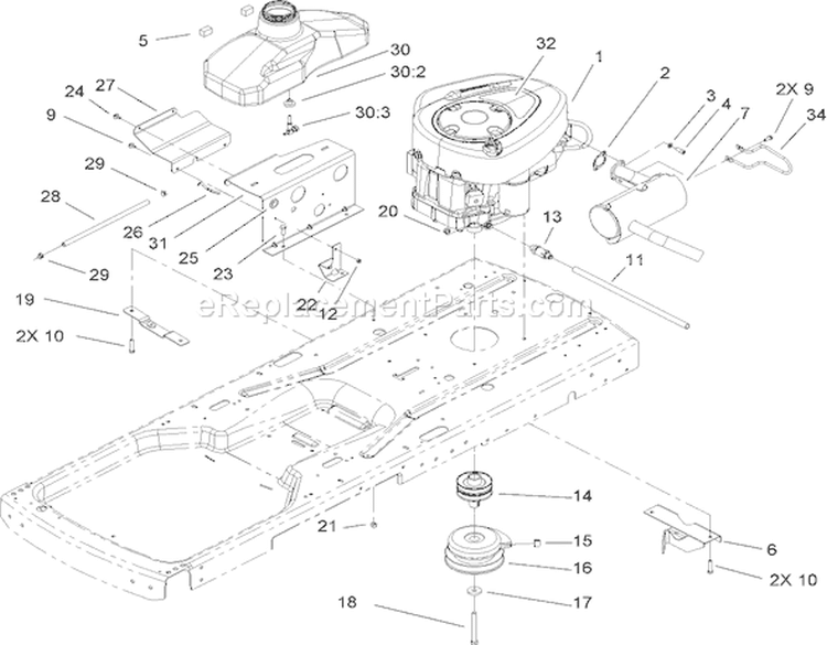 Engine Assembly Diagram and Parts List for 74353 260000001-260999999 - 2006 Toro Lawn Tractor