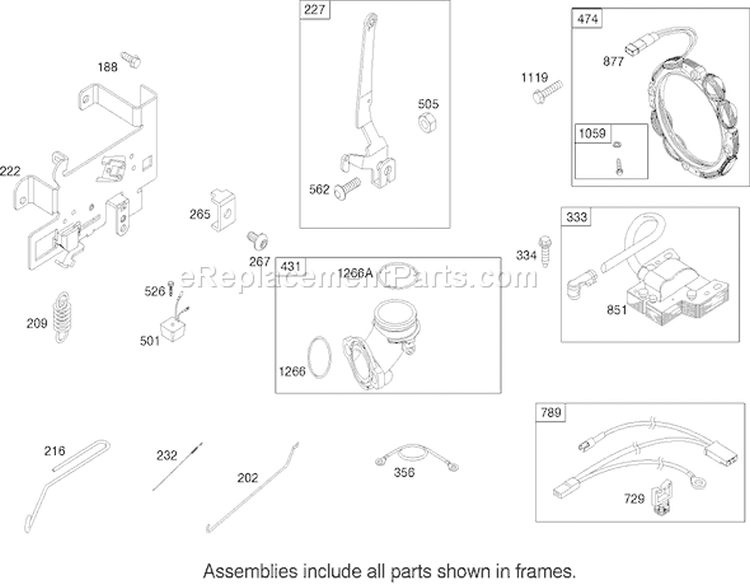 Governor Assembly Diagram and Parts List for 74351 240000001-240999999 - 2004 Toro Lawn Tractor