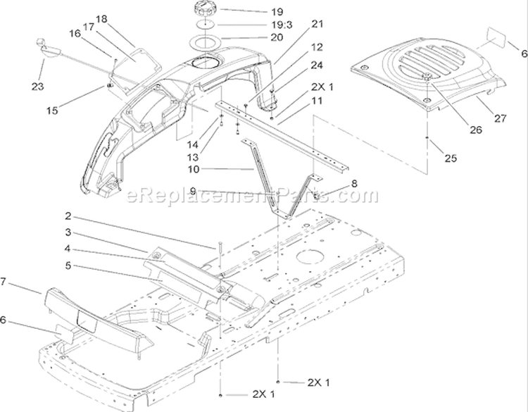 Styling Assembly Diagram and Parts List for 74353 260000001-260999999 - 2006 Toro Lawn Tractor