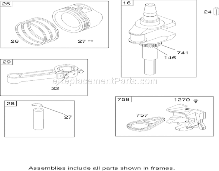 Crankshaft Assembly Diagram and Parts List for 74351 240000001-240999999 - 2004 Toro Lawn Tractor