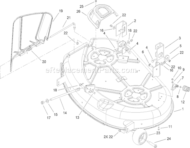 42 Inch Deck Assembly Diagram and Parts List for 74360 270000001-270999999 - 2007 Toro Lawn Tractor