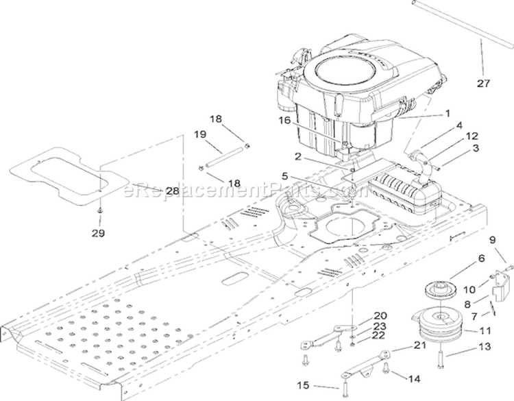 Engine and Clutch Assembly Diagram and Parts List for 74363 280000001-280999999 - 2008 Toro Lawn Tractor