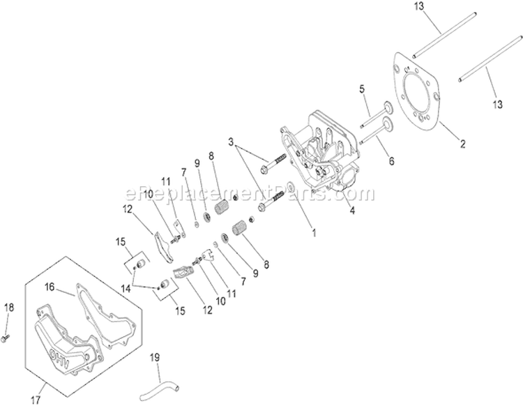 Head, Valve and Breather Assembly Diagram and Parts List for 74363 290000505-290999999 - 2009 Toro Lawn Tractor
