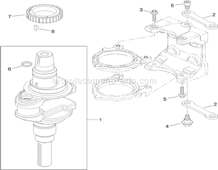 Crankshaft Assembly Diagram and Parts List for 74363 290000505-290999999 - 2009 Toro Lawn Tractor