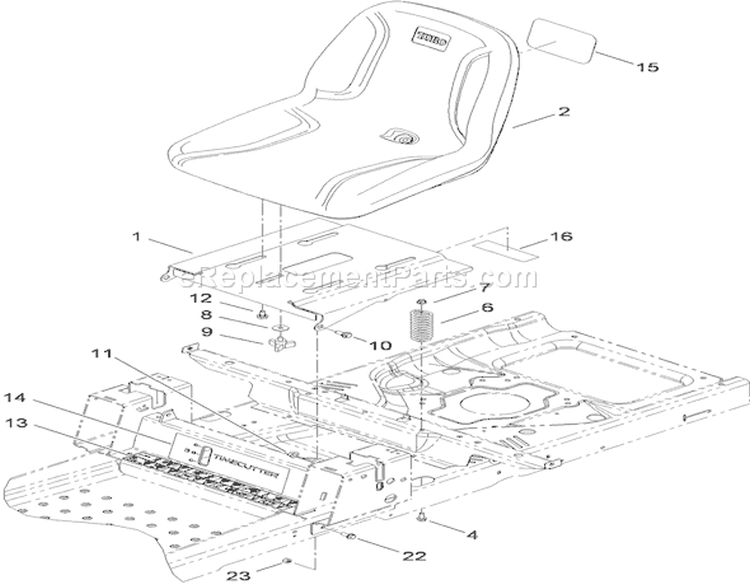 Seat Assembly Diagram and Parts List for 74365 310000001-310999999 - 2010 Toro Lawn Tractor