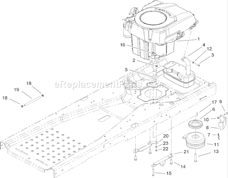 Engine and Clutch Assembly Diagram and Parts List for 74370 270000001-270999999 - 2007 Toro Lawn Tractor