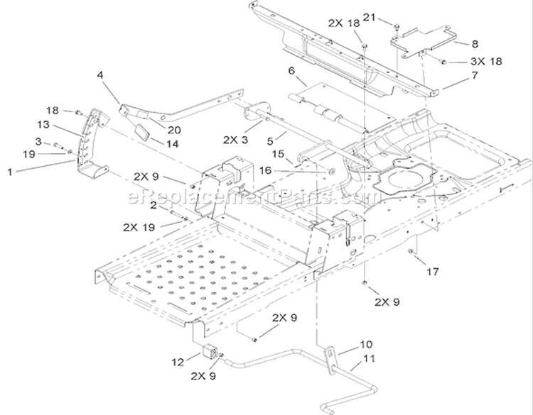 Deck Lift and Seat Support Assembly Diagram and Parts List for 74360 270000001-270999999 - 2007 Toro Lawn Tractor