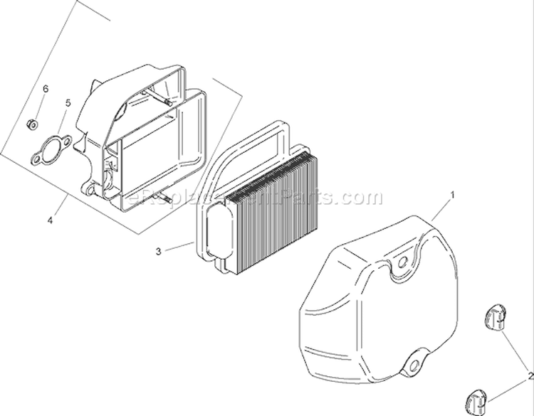 Air Intake and Filtration Assembly Diagram and Parts List for 74370 290000001-290999999 - 2009 Toro Lawn Tractor