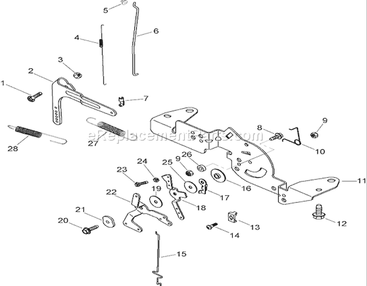 Engine Control Assembly Diagram and Parts List for 74372 270000001-270999999 - 2007 Toro Lawn Tractor