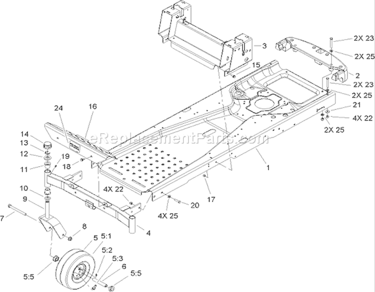 Frame Assembly Diagram and Parts List for 74372 270000001-270999999 - 2007 Toro Lawn Tractor