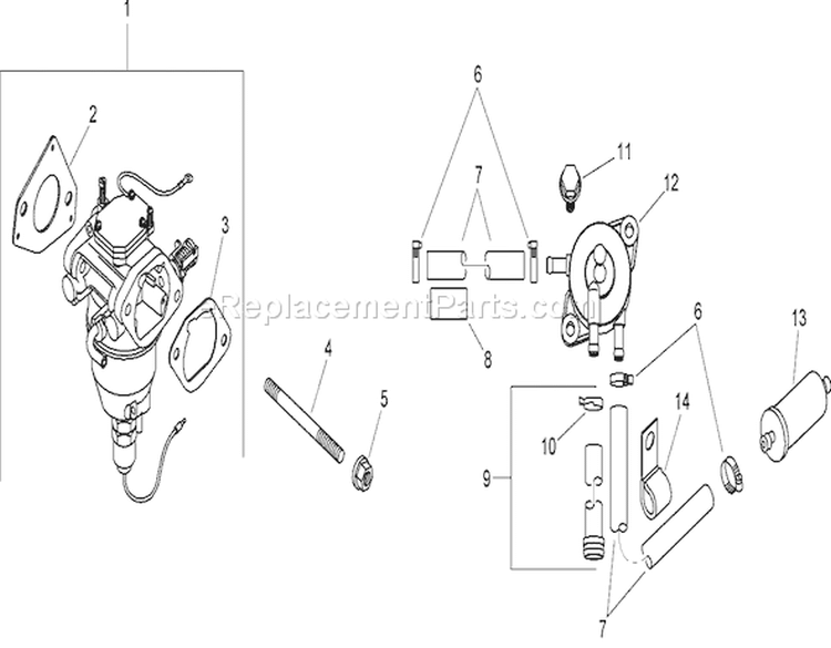 Fuel System Assembly Diagram and Parts List for 74372 270000001-270999999 - 2007 Toro Lawn Tractor