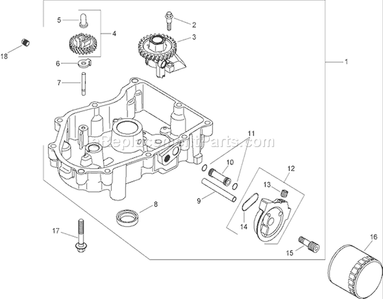 Oil Pan and Lubrication Assembly Diagram and Parts List for 74372 270000001-270999999 - 2007 Toro Lawn Tractor