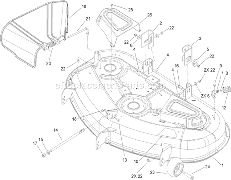 50 Inch Deck Assembly Diagram and Parts List for 74373 290000001-290004012 - 2009 Toro Lawn Tractor