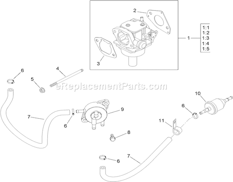 Fuel System Assembly Diagram and Parts List for 74373 290000001-290004012 - 2009 Toro Lawn Tractor