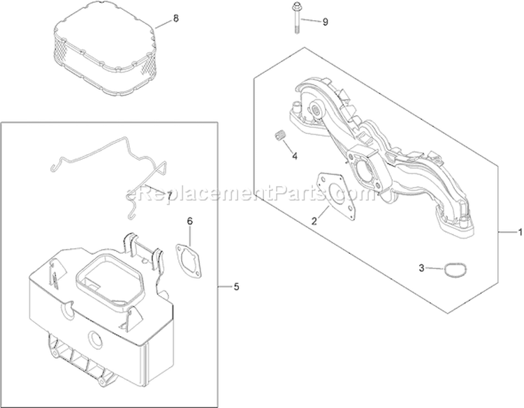 Air Intake and Filtration Assembly Diagram and Parts List for 74373 290000001-290004012 - 2009 Toro Lawn Tractor