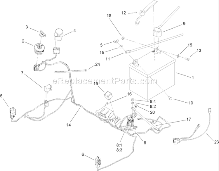 Electrical Assembly Diagram and Parts List for 74374 270000001-270999999 - 2007 Toro Lawn Tractor
