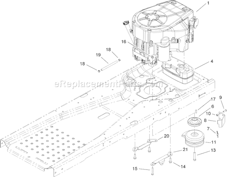 Engine and Clutch Assembly Diagram and Parts List for 74374 270000001-270999999 - 2007 Toro Lawn Tractor