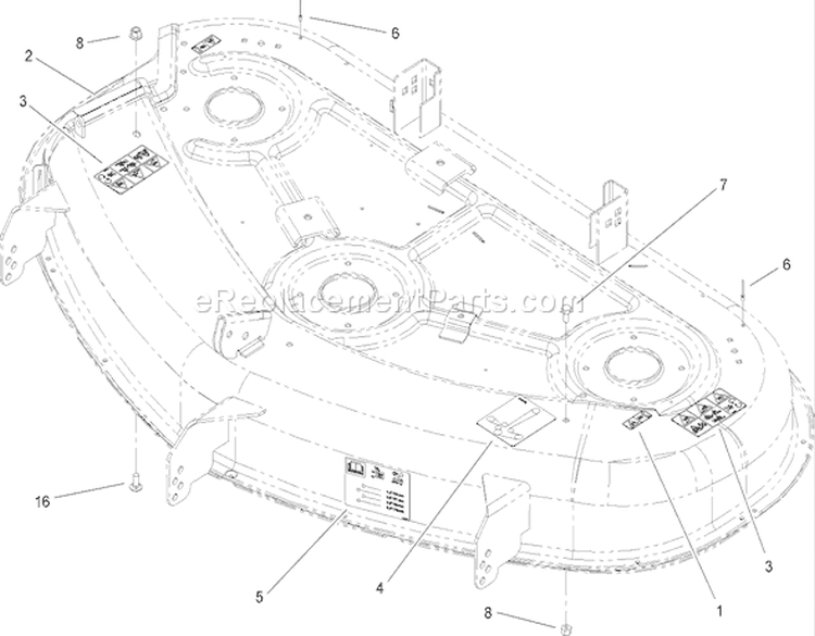 50in Deck Decal Assembly Diagram and Parts List for 74374 270000001-270999999 - 2007 Toro Lawn Tractor