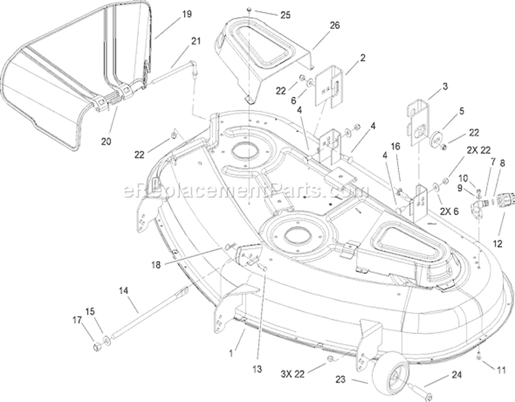 50 Inch Deck and Side Discharge Assembly Diagram and Parts List for 74374 280000001-280999999 - 2008 Toro Lawn Tractor