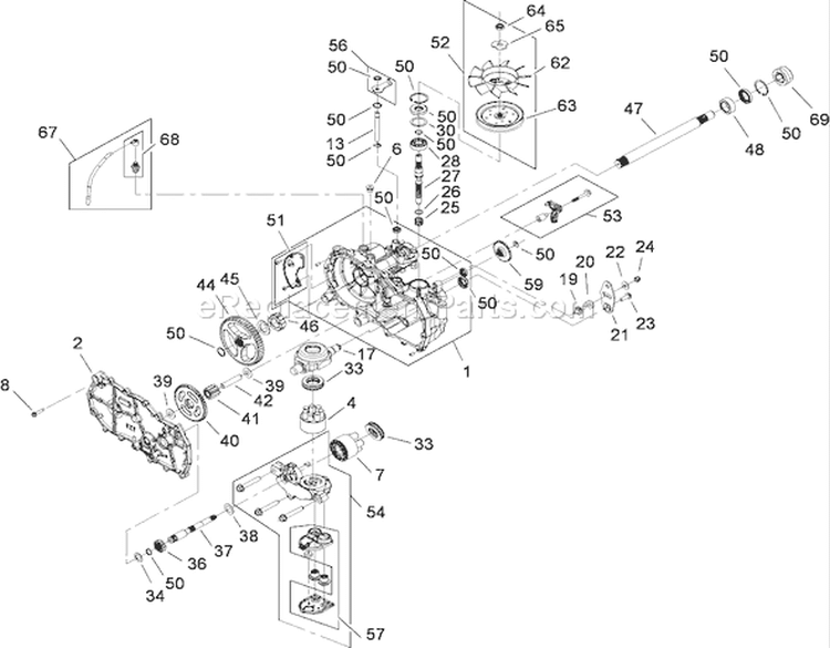 LH Hydro Assembly Diagram and Parts List for 74374 280000001-280999999 - 2008 Toro Lawn Tractor