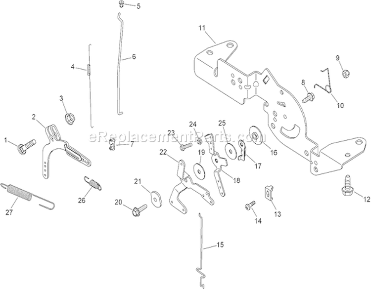 Engine Control Assembly Diagram and Parts List for 74375 280000001-280999999 - 2008 Toro Lawn Tractor