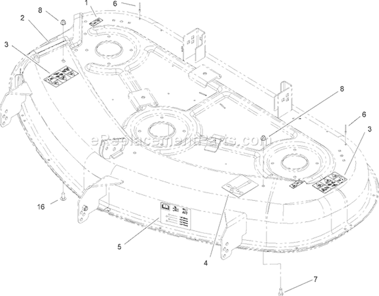 50 Inch Deck Decal Assembly Diagram and Parts List for 74375 280000001-280999999 - 2008 Toro Lawn Tractor