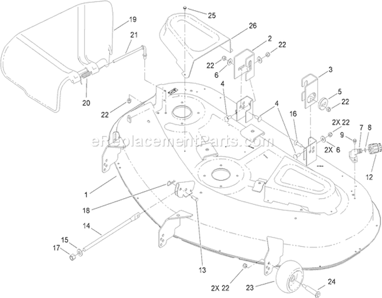 50 Inch Deck and Side Dicharge Assembly Diagram and Parts List for 74375 290000200-290999999 - 2009 Toro Lawn Tractor