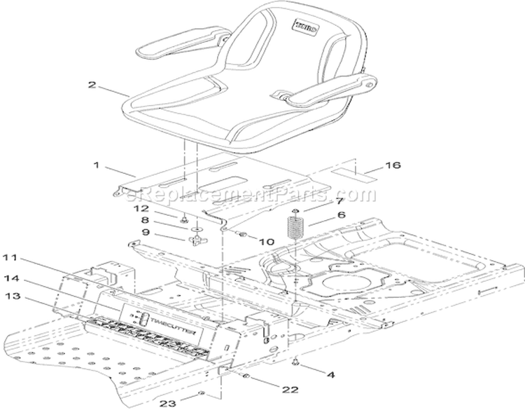 Seat Assembly Diagram and Parts List for 74375 310000001-310999999 - 2010 Toro Lawn Tractor