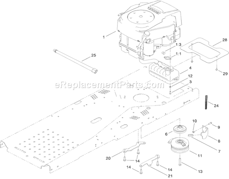 Engine and Clutch Assembly Diagram and Parts List for 74375 310000001-310999999 - 2010 Toro Lawn Tractor