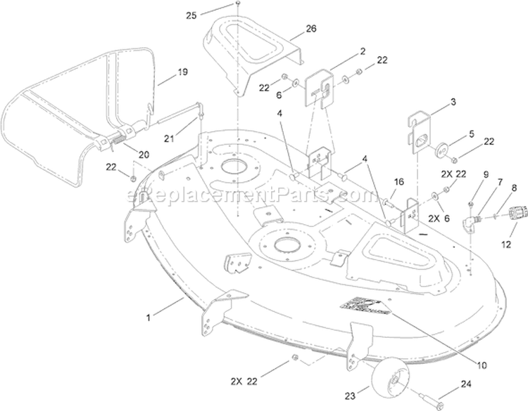 50 Inch Deck Assembly Diagram and Parts List for 74376 310000001-310999999 - 2010 Toro Lawn Tractor