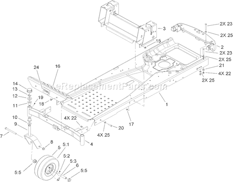 Frame Assembly Diagram and Parts List for 74380 270000001-270999999 - 2007 Toro Lawn Tractor