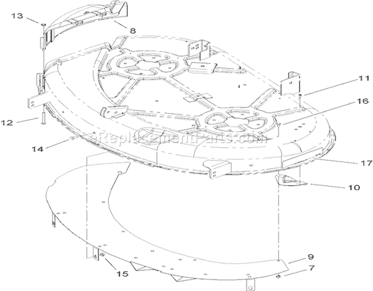 42 Inch Deck Recycler Assembly Diagram and Parts List for 74380 270000001-270999999 - 2007 Toro Lawn Tractor