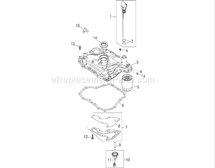 Oil Pan and Lubrication Assembly Diagram and Parts List for 74380 280000001-280999999 - 2008 Toro Lawn Tractor