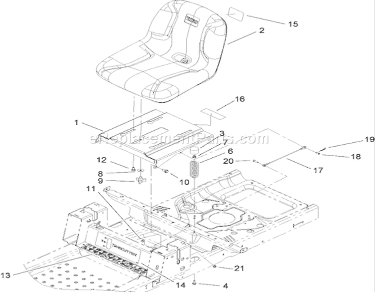 Seat Assembly Diagram and Parts List for 74380 280000001-280999999 - 2008 Toro Lawn Tractor