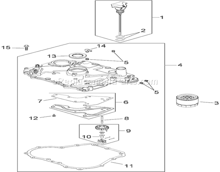 Oil Pan and Lubrication Assembly Diagram and Parts List for 74380 290000001-290000325 - 2009 Toro Lawn Tractor