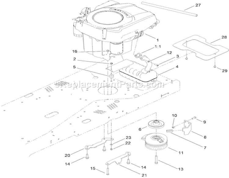 Engine and Clutch Assembly Diagram and Parts List for 74380 310000001-310999999 - 2010 Toro Lawn Tractor