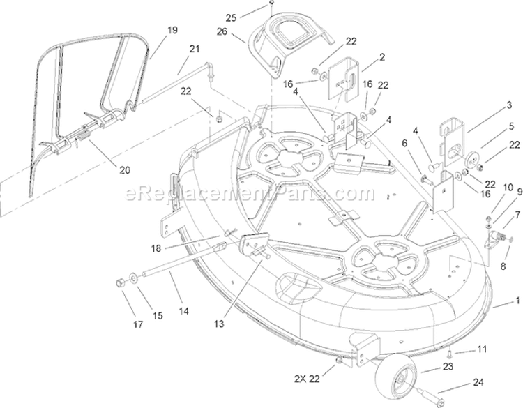 42 Inch Deck Assembly Diagram and Parts List for 74380 280000001-280999999 - 2008 Toro Lawn Tractor