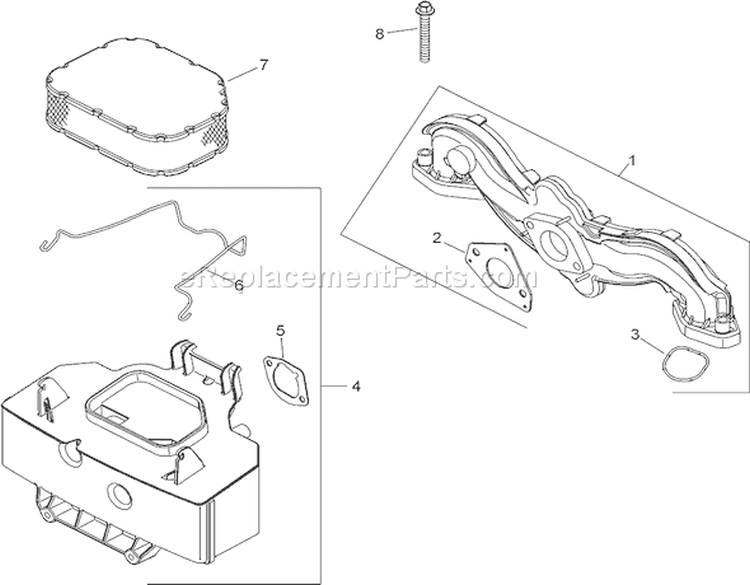 Air Intake and Filtration Assembly Diagram and Parts List for 74381 280000001-280999999 - 2008 Toro Lawn Tractor