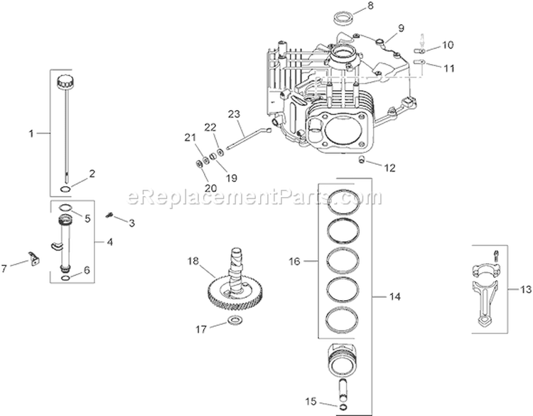 Crankcase Assembly Diagram and Parts List for 74375 280000001-280999999 - 2008 Toro Lawn Tractor