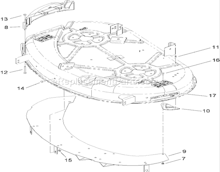 42 Inch Deck Decal and Recycler Assembly Diagram and Parts List for 74380 280000001-280999999 - 2008 Toro Lawn Tractor