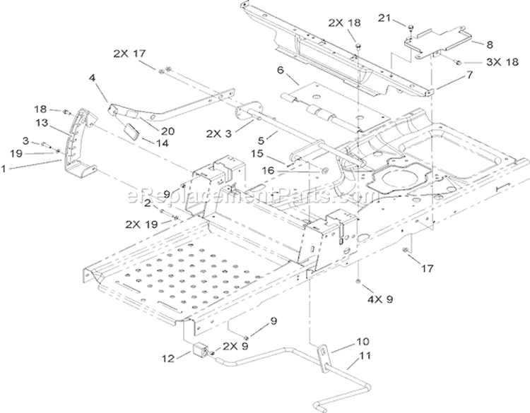 Deck Lift and Seat Support Assembly Diagram and Parts List for 74391 270000001-270999999 - 2007 Toro Lawn Tractor