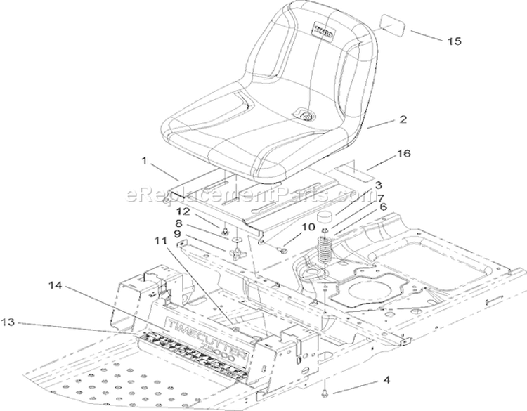 Seat Assembly Diagram and Parts List for 74391 270000001-270999999 - 2007 Toro Lawn Tractor