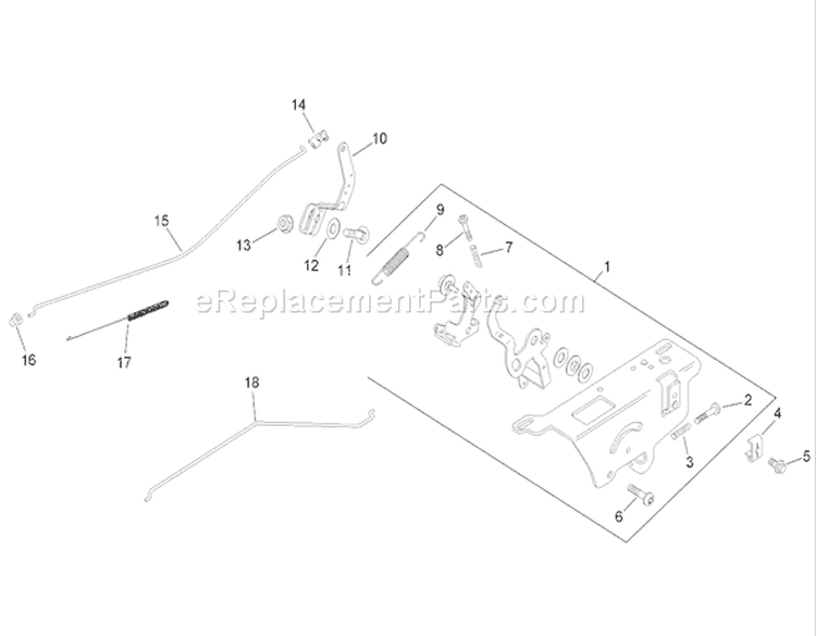 Engine Control Assembly Diagram and Parts List for 74391 270000001-270999999 - 2007 Toro Lawn Tractor