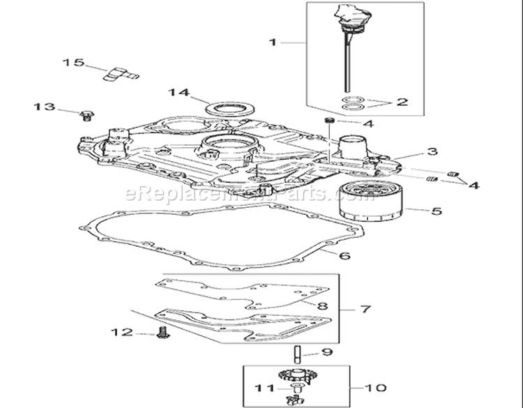 Oil Pan and Lubrication Assembly Diagram and Parts List for 74391 270000001-270999999 - 2007 Toro Lawn Tractor