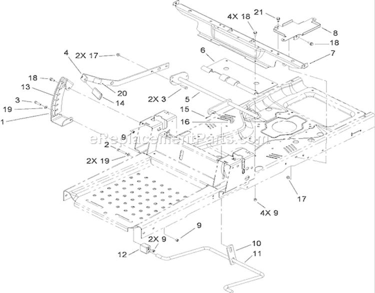 Deck Lift and Seat Support Assembly Diagram and Parts List for 74380 280000001-280999999 - 2008 Toro Lawn Tractor