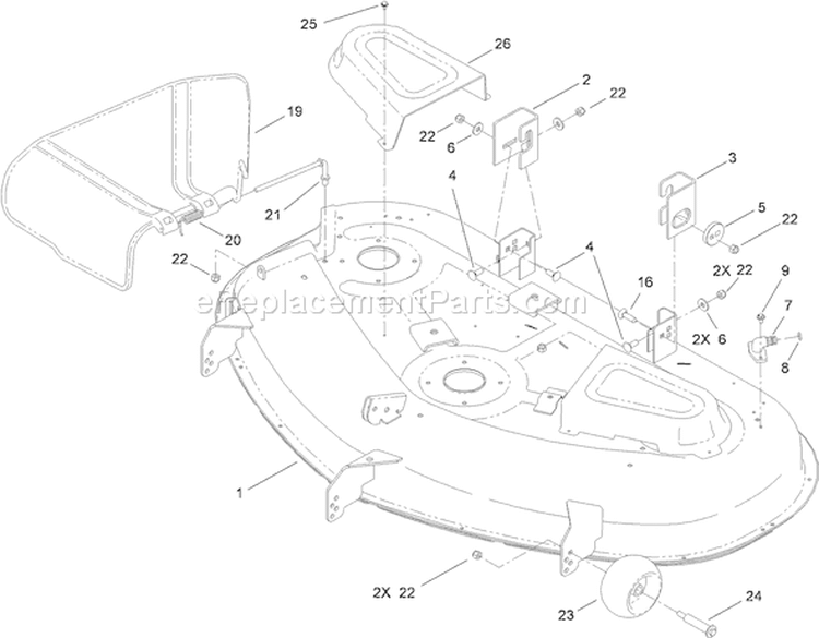 50 Inch Deck Assembly Diagram and Parts List for 74398 310000001-310999999 - 2010 Toro Lawn Tractor