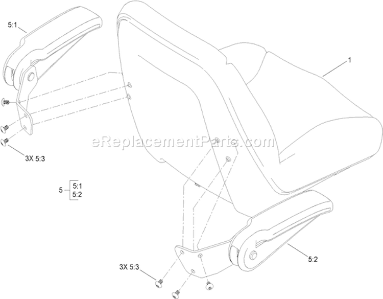 Seat and Armrest Kit Assembly Diagram and Parts List for 74398 310000001-310999999 - 2010 Toro Lawn Tractor