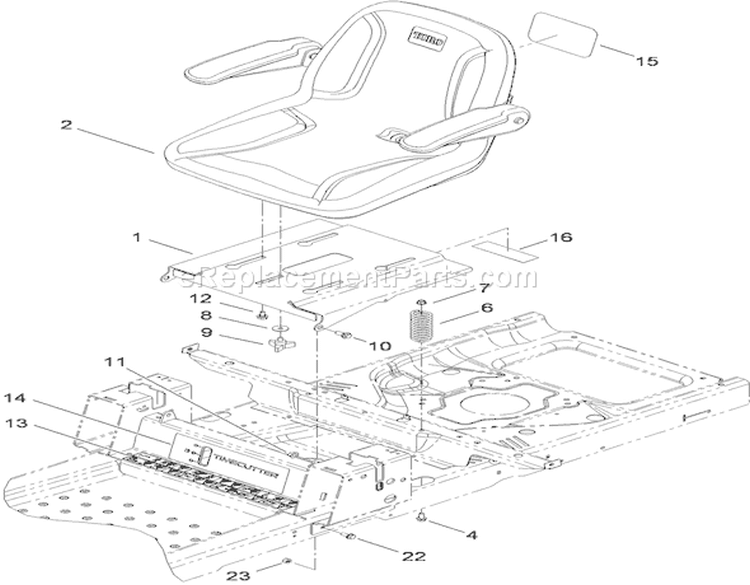 Seat Assembly Diagram and Parts List for 74398 310000001-310999999 - 2010 Toro Lawn Tractor