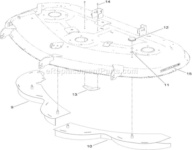 50 Inch Deck Baffle Assembly Diagram and Parts List for 74398 310000001-310999999 - 2010 Toro Lawn Tractor
